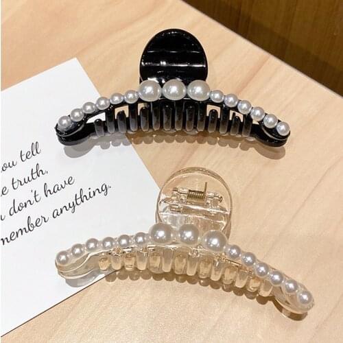 Simple Pearl Metal Hair claws Women Girls Hair Accessories Large size 9.5cm/11.5cm Hairpins Headwear Barrettes Hair claw clips