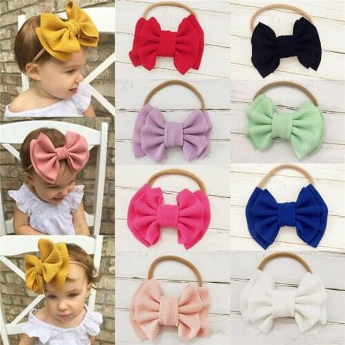 Cute 9 Colors Kids Baby Headband Girl Clothes Big Bow Hairband Knot Elastic Headband Hair Accessories