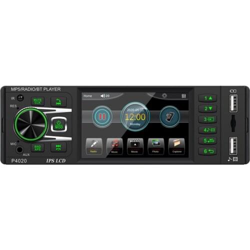 P4020 Car Radio Multimedia Video Player Single 1 DIN Auto Stereo Aux TF USB Head Unit with 3.8 inch IPS Touchscreen