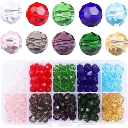 Brand new 4-8mm glass ball beads round loose beads box beaded rope lobster clasp set for DIY bracelet necklace jewelry making