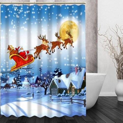 New Hot Sale Custom Bath curtain Waterproof Modern merry Christmas Shower Curtain polyester Bath screens for gift