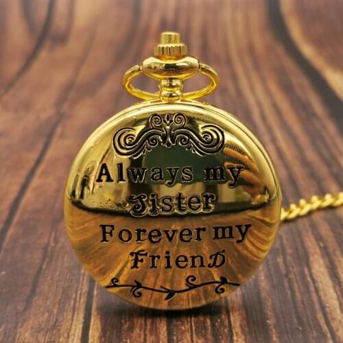 New Arrival To My Sister Gifts Quartz Pocket Watch Friend Present Gold Silver Black Steampunk FOB Chain Pendant Best Gift Clock