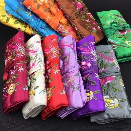 Wholesale Chinese Handmade Silk Brocade Travel Bag Jewelry Roll Pouch Purse Gift 5PCS