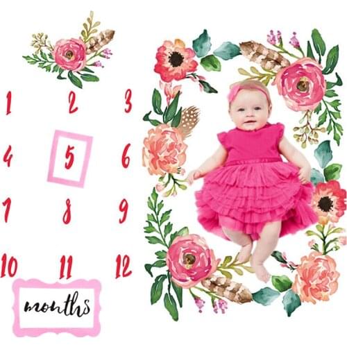 Flowers Baby Girl Infant Newborn Infant Monthly Milestone Blanket Photo Props Background Backdrop Cloth Diaper Accessories Gift