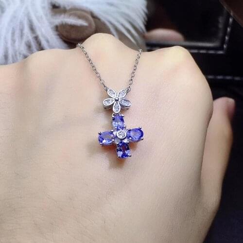 The Best GiftFor your girl Friend Tanzanite Pendant Fahsion Tanzanite Necklace 925 sterling silver For men or women