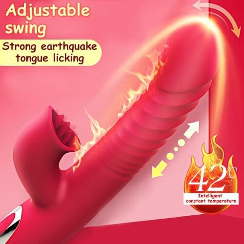 Sex Toy For Women Automatic Telescopic G Spot Vibrator Tongue Licking Rabbit Vibrator Female Masturbation Heating Dildo Vibrator