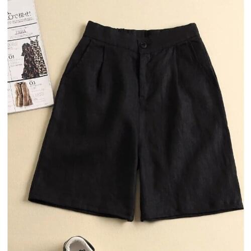 2021 Summer New Style Korean Short Pant Cotton And Linen Casual Shorts Women Casual High Waist Thin Wide Leg Sweatpant