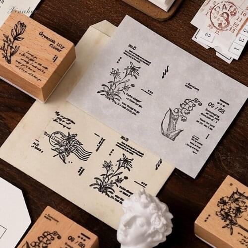 XINAHER Vintage Plants English label stamp DIY wooden rubber stamps for scrapbooking stationery scrapbooking standard stamp
