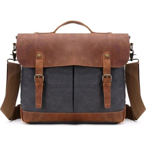 Euorpean Style Laptop Shoulder Bag Men Working Messenger Bag Large Capacity Mans Hand Canvas Leather Bag Dropshipping