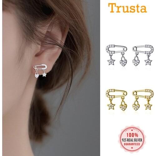 TrustDavis 100% 925 Sterling Silver Jewelry Pins Hearts Love Stud Earrings Birthday Gift For Girls Kids Women DS703