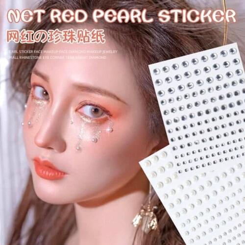 Face Jewels Pearl Eyeshadow Stickers DIY Decal Resin Temporary Tattoo Body Eye Nail Decal Self Adhesive 3D Diamond Decoration