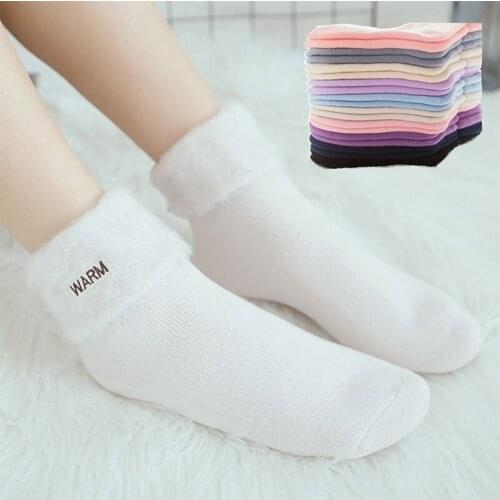 Womens socks winter new brushed thickened plus velvet WARM floor socks to keep warm months fever socks ski socks cute socks