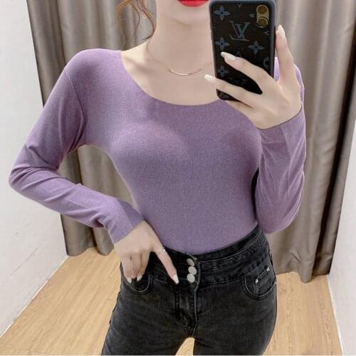 2020 New German Velvet Base Coat Plus Velvet Warm Top Womens Long Sleeve Elastic Autumn And Winter Versatile Round Neck Slim