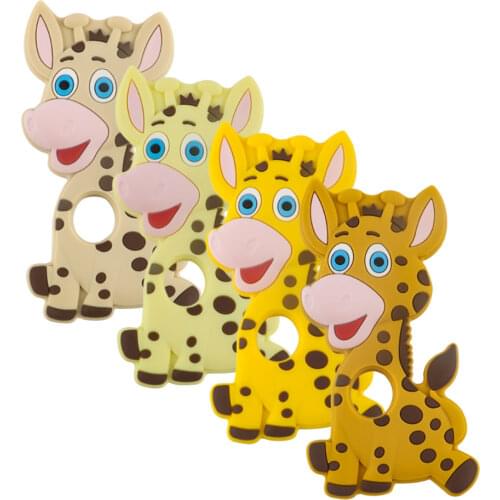 Kovict 1Pc Cartoon Giraffe Silicone Teether Food Grade Pendants DIY Pacifier Chain Necklace Accessories Baby Care Molar Toys