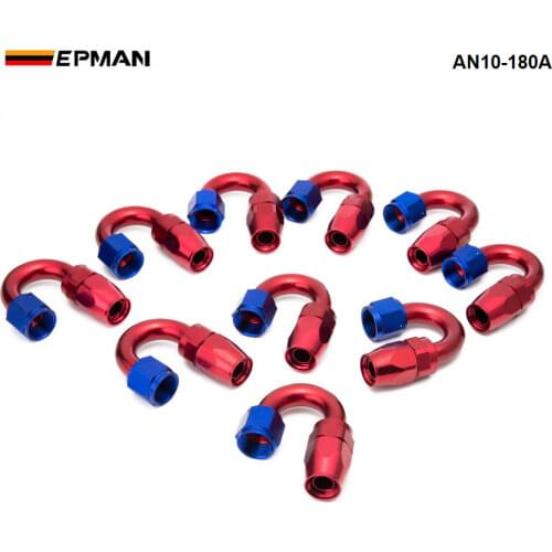 10pcs /set 180Degree High Performance AN10 Hose End Fitting Aluminum oil cooler hose fitting AN10-180A
