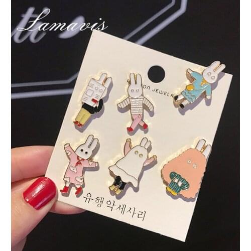 2 pcs/set- Japanese Cartoon Brooch Female Delicate Collar Brooch Badge Pin Cute Couple Sweater Pocket Accessories Corsages