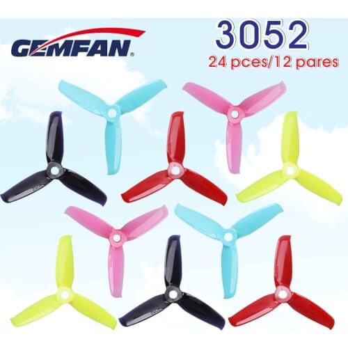 24 pcs / 12 pairs Gemfan Flash 3052 PC 3-blade Propeller 5mm Mounting Hole for 1306-1806 Motor RC Drone FPV Racing