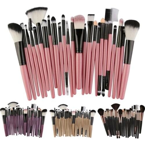 25 Pcs/Set Foundation Blending Blush Eye Shadow Brow Lash Fan Lip Face kabuki Makeup Brushes Beauty Tool Set Kit