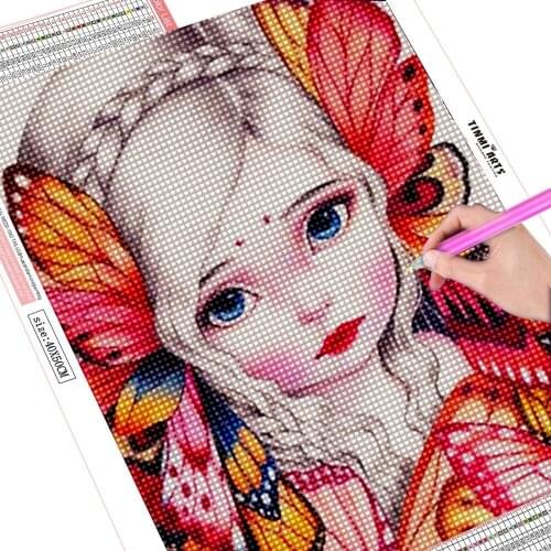 DIY Diamond Painting Kits Embroidery diamond Cartoon Girl Full Round AB Drill Embroidery Mosaic Landscape flower Home Decor