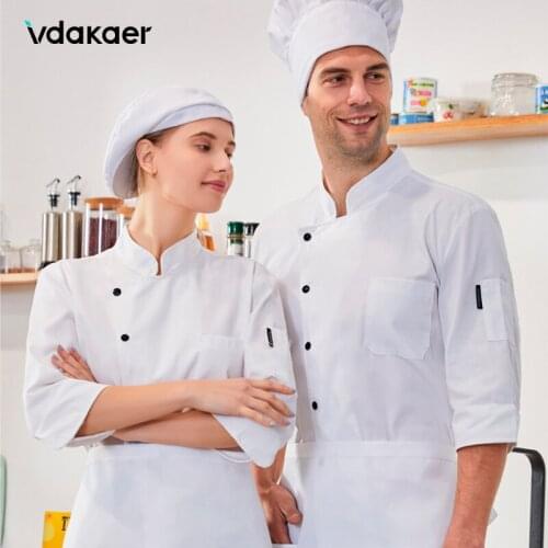 Black and white chef outfit chef uniform chef coat Breathable chef jacket Chef overalls Hotel restaurant work clothes