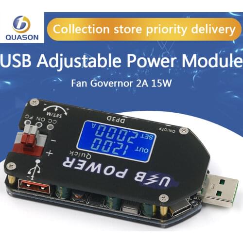 Digital USB Adjustable Power Supply Module Constant Voltage Constant Current QC2.0 3.0 Step Up Boost Module Fan Governor 2A 15W