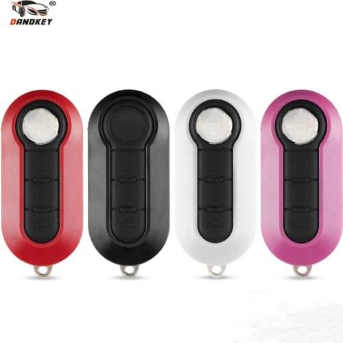 Dandkey 10X Flip Folding Car Key Shell For Fiat 500 Punto Ducato Stilo Panda Remote Key Case 3 Button Fob Cover Keyless Entry