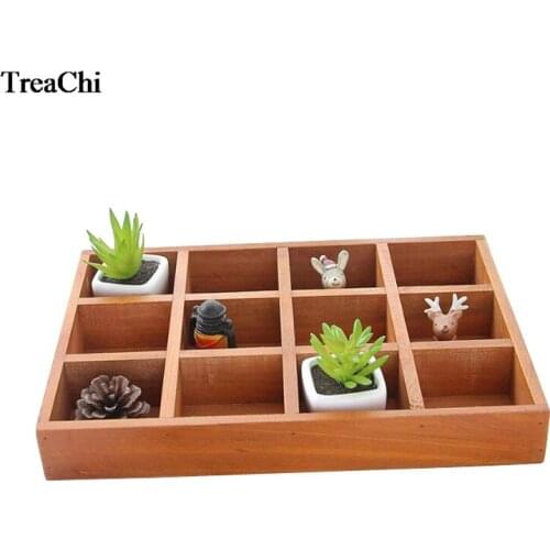 33.5*24*4.5cm Grocery Wooden Box Vintage 12 Grids Wood Tabletop Ornaments Jewelry Box Can Grow Meaty Boxes Jewelry Display Stand