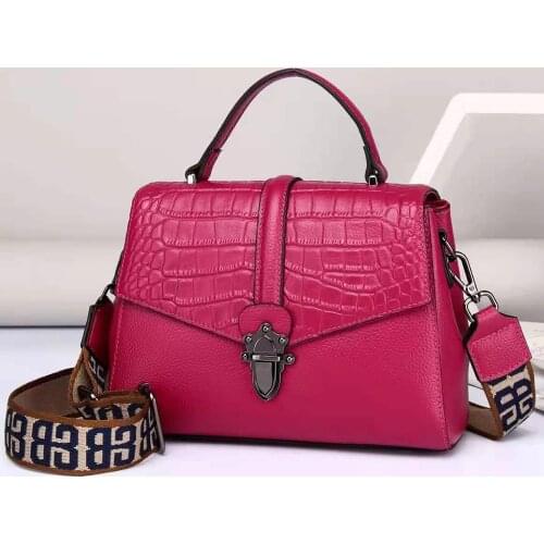 Retro Buckle Designer Handbags High Quality 100% Genuine Leather Female Shoulder Bag Alligator Classic Doctor Bag Bolso