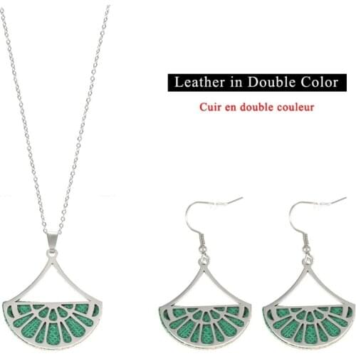 Yoiumit Trendy Stainless Steel Necklace Hanging Earrings Set Charm chain Interchangeable Leather Necklace For Women Jewelry set