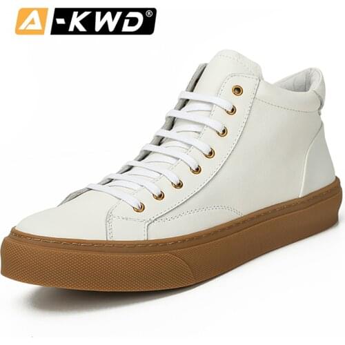Fashion Black White Yellow Sneakers Mens High Tops Genuine Leather Shoes Autumn Breathable Korean Men Shoe Chaussure Homme Cuir