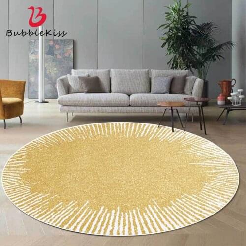 Bubble Kiss Round Golden Abstract Carpets For Living Room Home Bedroom Decor Area Rugs Customized Comfortable Non-slip Floor Mat