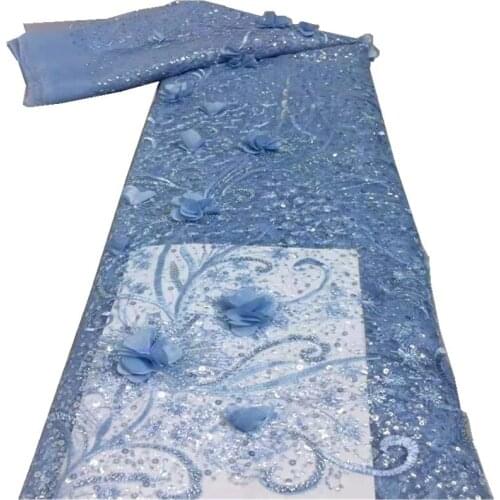 SJ Lace Sequins 3D Flower Lace African Lace Fabric 2021 High Quality Nigerian Lace Fabrics French Tulle Lace For Dress xc6-34