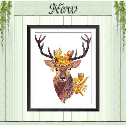 Elk animal forest diy decor painting counted print on canvas DMC 14CT 11CT chinese Cross Stitch Needlework Sets Embroidery kits