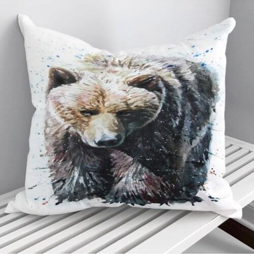 Bear watercolor painting Throw Pillows Cushion Cover On Sofa Home Decor 45*45cm 40*40cm Gift Pillowcase Cojines Dropshipping