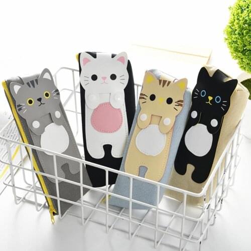 Cute Cats Canvas Zipper Pencil Case Pen Bag School Stationery Storage Pouch Box