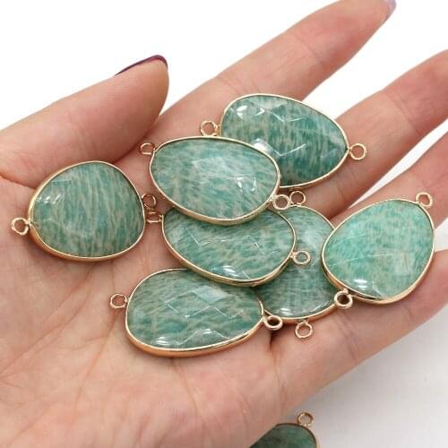 Natural Stone Connector Section Drop-shaped Green Amazonite For Jewelry Making Charms DIY Necklace Bracelet Accessory