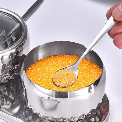 Stainless Steel Seasoning Container Set Salt Shaker Pepper Shaker Seasoning Box Seasoning Storage Tool