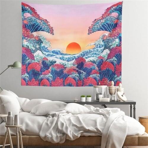 Factory Outlet Abstract Color Waves Sunrise Pattern Printing Home Decoration Tapestry Living Room Decoration Painting