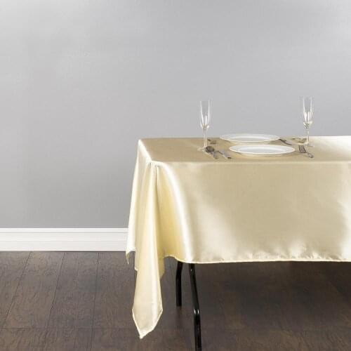 Clearance super low price ivory Satin Table Cloth Overlay Table Cover Tablecloth For Birthday Wedding Festival Party Decoration