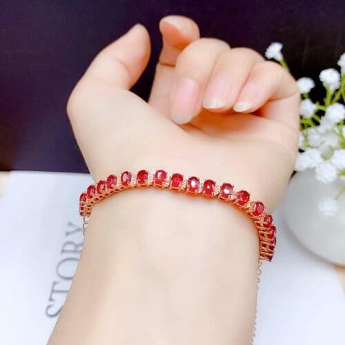 Simple fashion small Necklace 925 Silver Natural Ruby Emerald beautiful girl exclusive cute