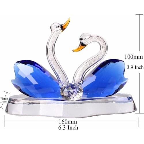 Pink Blue Clear White Glass Crystal Couple Swan the Neck Filled with Diamonds Wedding Gift Home Decor Festival Gifts