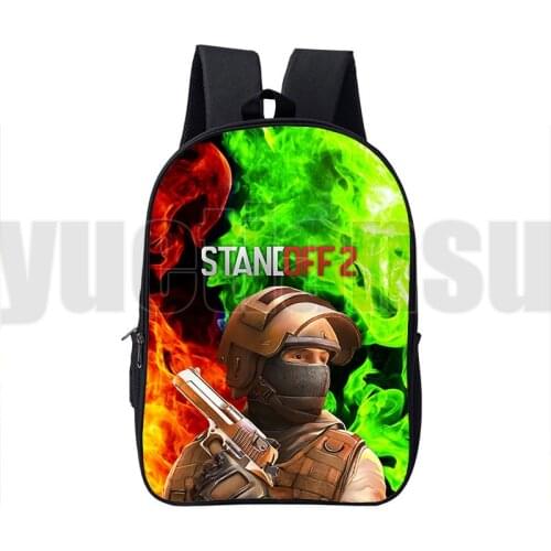 3D Print Standoff 2 Backpacks Children Double Zipper Cartoon School Backpack 16 Inch Anime High Quality Shooting Game Bag Teens