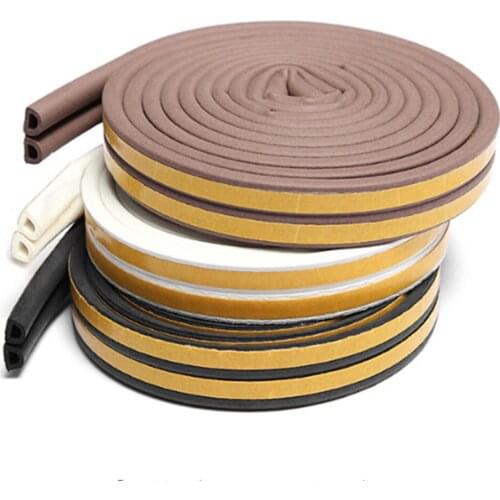 Useful 1Pc 5m Self-Adhesive D Type Doors Windows Foam Seal Strip Soundproofing Collision Avoidance Rubber Sealing Strips Sticker