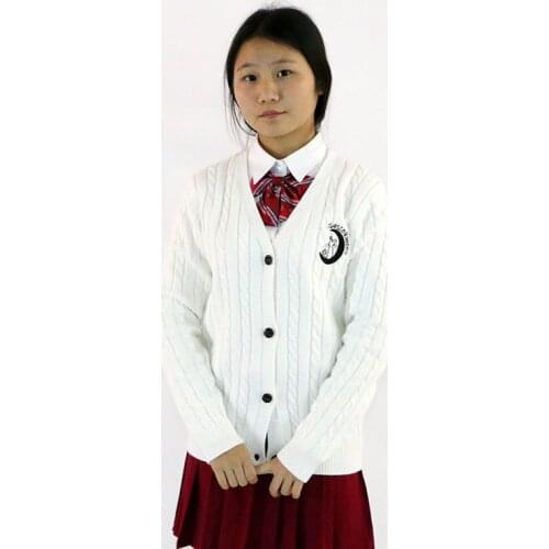 Japanese school uniform Cardigan Cute Pretty Girl Warrior Moon Embroidery All-match Straight Long-Sleeve Knitwear Cos