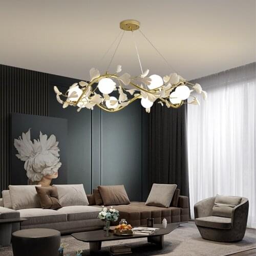 Modern Metal LED Chandelier Lighting Lustre Living Room Villa Interior Decor Pendant Lamp Lighting Glass Ball Bedroom Kitchen