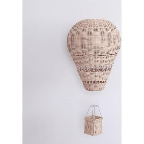 Nordic Style Handmade Kids Room Decoration Children Bedroom Kindergarten Rattan Weaven Hot Air Balloon Craft Wall Hanging Decor