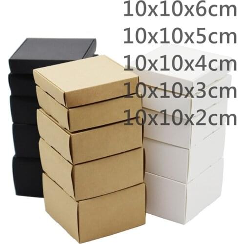 50Pcs 10x10cm Series Kraft Paper Packaging Box Handmade Dessert/Candy/Cookie Party Wedding Favorite Display Boxes