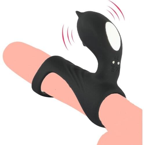 Cock Delay Ejaculation Vibrator Ring for Men Chastity Device 9 Speed Vibrating Penis Massage Ring Penis Clit Stimulator Sex Toys