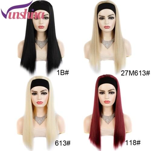 Vunshina 613 Platinum Blonde Headband Wig Synthetic Hair Long Straight Burgundy Natural Head Band Wig With Scarf For Black Women