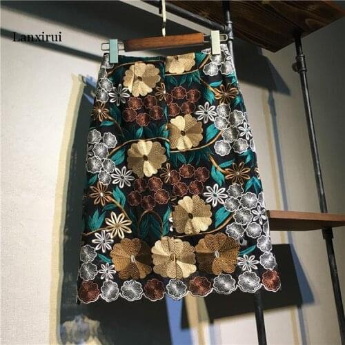 Embroidered One-Step Skirt Heavy Mesh Yarn Bag Hip Skirt Water Soluble Lace Skirt Women 2020 Spring/Summer